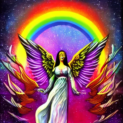 Image similar to rainbow cosmic angel of death