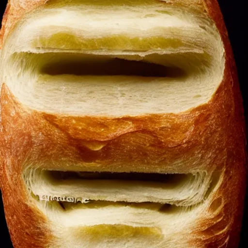 Image similar to a baguette with a face, photo realistic