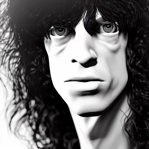 Image similar to The Lovechild of Joey Ramone and Young Mick Jagger, real life, hyperrealistic, ultra realistic, realistic, highly detailed, epic, HD quality, 8k resolution, body and headshot, front facing, front view, headshot and bodyshot, detailed face, very detailed face