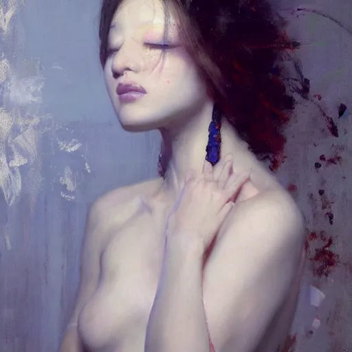 Image similar to portrait of a beautiful woman by ruan jia