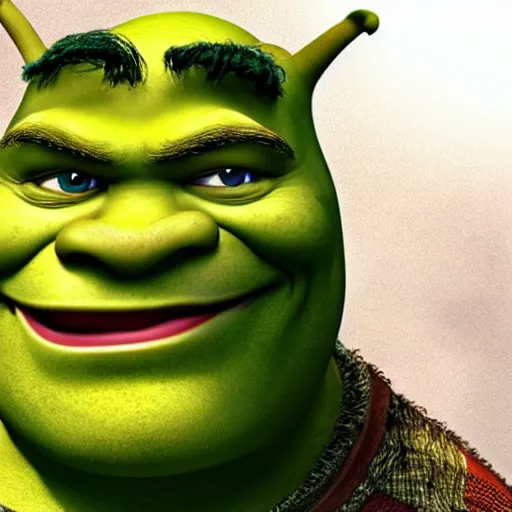 Image similar to shrek takes an accidental selfie,