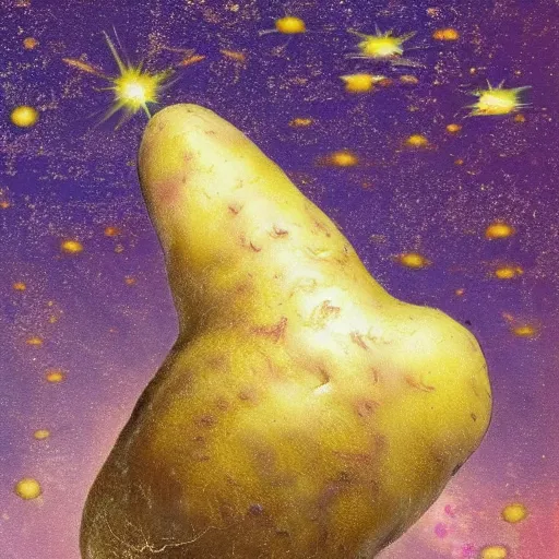 Prompt: a potato depicted as the explosion of a nebula