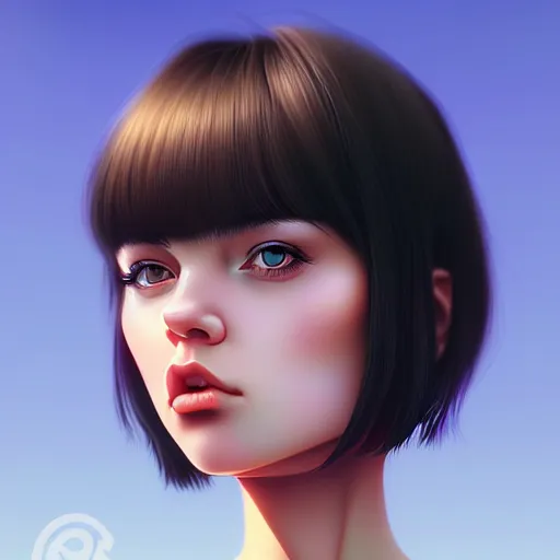 Prompt: close up a 😝 face female portrait, 25 years old in a scenic environment by Ilya Kuvshinov