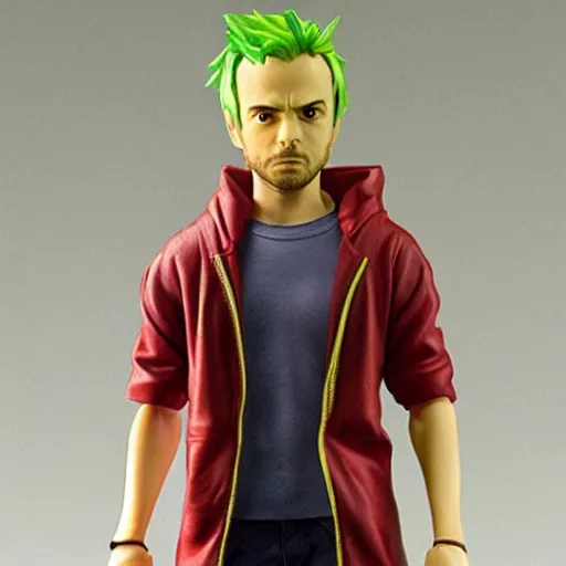 Prompt: Anime Jesse Pinkman action figure, by Tomy, product photo