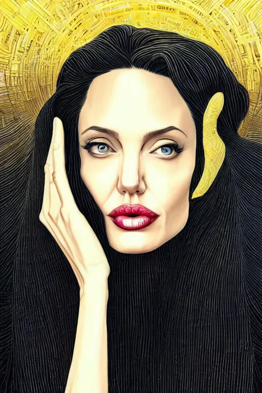 Image similar to Angelina Jolie, victo ngai, artgerm portrait