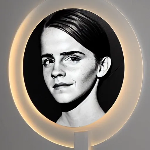 Image similar to emma watson sculpture made out of light bulbs