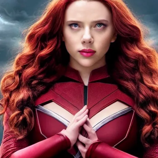 Image similar to scarlett johanneson as the scarlet witch mcu