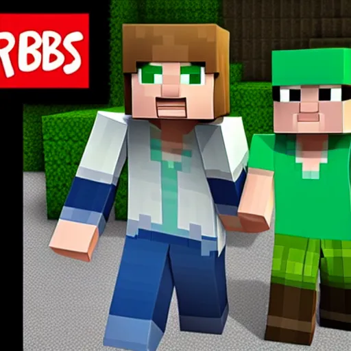 Prompt: Minecraft and roblox meeting together