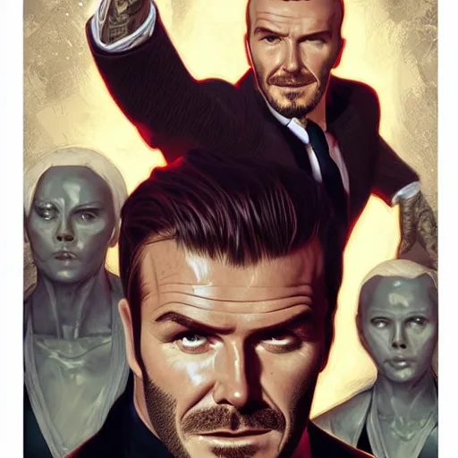 Image similar to portrait of David Beckham as Marvel's Kingpin, accurate, intricate, headshot, highly detailed, digital painting, artstation, concept art, sharp focus, illustration, art by artgerm and greg rutkowski and alphonse mucha