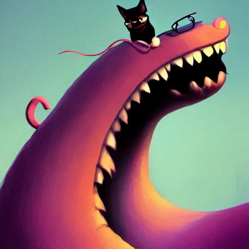 Image similar to cheshire cat by cory loftis and goro fujita, exquisite lighting, art, very coherent, plain background, trending on artstation