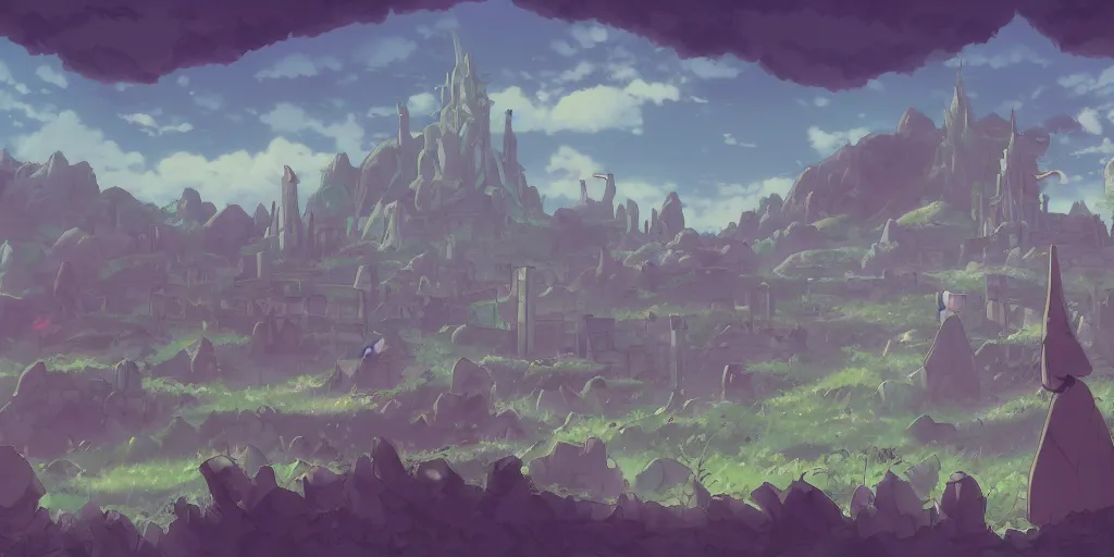 Prompt: landscape, Little Witch Academia, no people, Ghibli, Anime Background, Miyazaki Hayao, concept art, illustration,smooth, sharp focus, intricate, super wide angle, trending on artstation, trending on deviantart, 4K