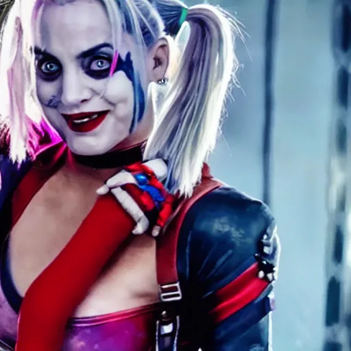 Image similar to A still of Kaley Cuoco as Harley Quinn in The Suicide Squad (2021)