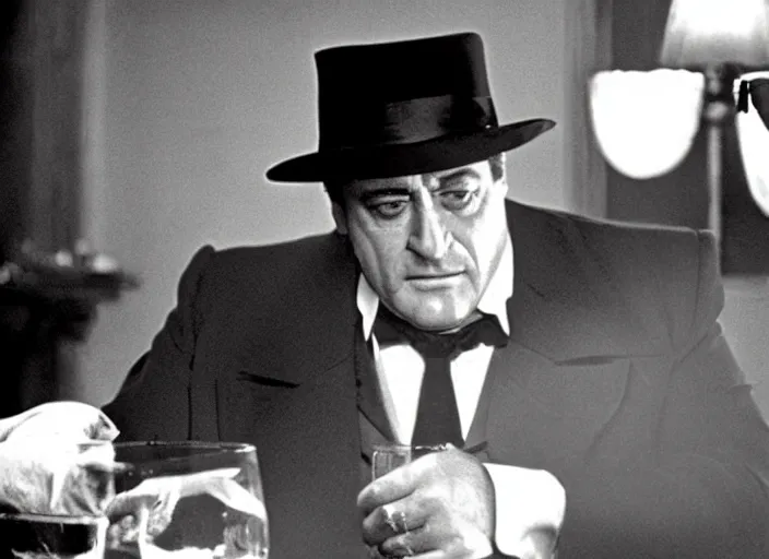 Prompt: film still of John Goodman!!!!!! as Vito Corleone in The Godfather 1972