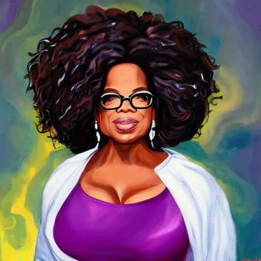 Image similar to Oprah in thanos form, painting