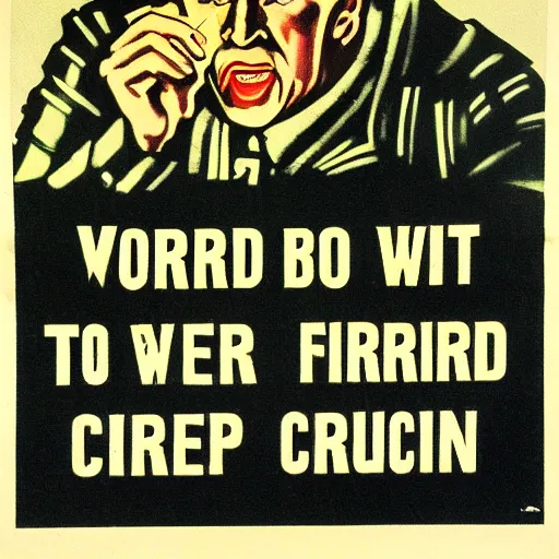 Prompt: a world war two propaganda poster of a man warning you to be careful about crypto