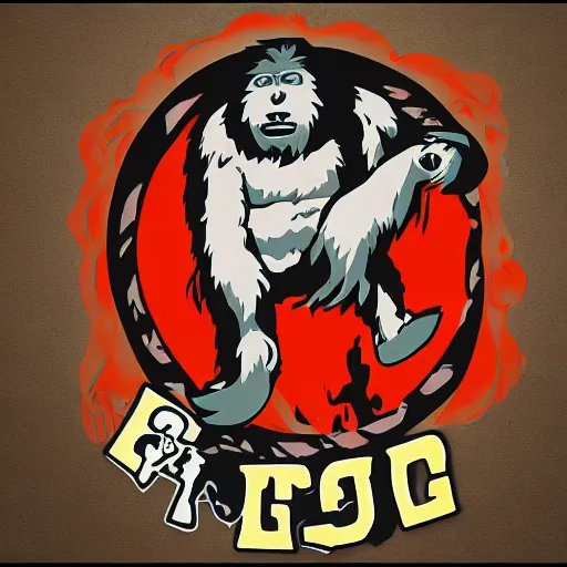 Image similar to Bigfoot, logo, Hiroaki Tsutsumi style