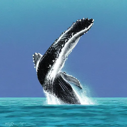 Prompt: humpback whale doing ballet, digital art