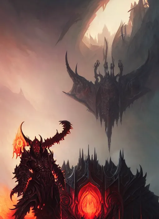 Prompt: diablo lord of destruction, blizzard entertainment, highly detailed, digital painting, artstation, concept art, smooth, sharp focus, illustration, art by wlop, mars ravelo and greg rutkowski