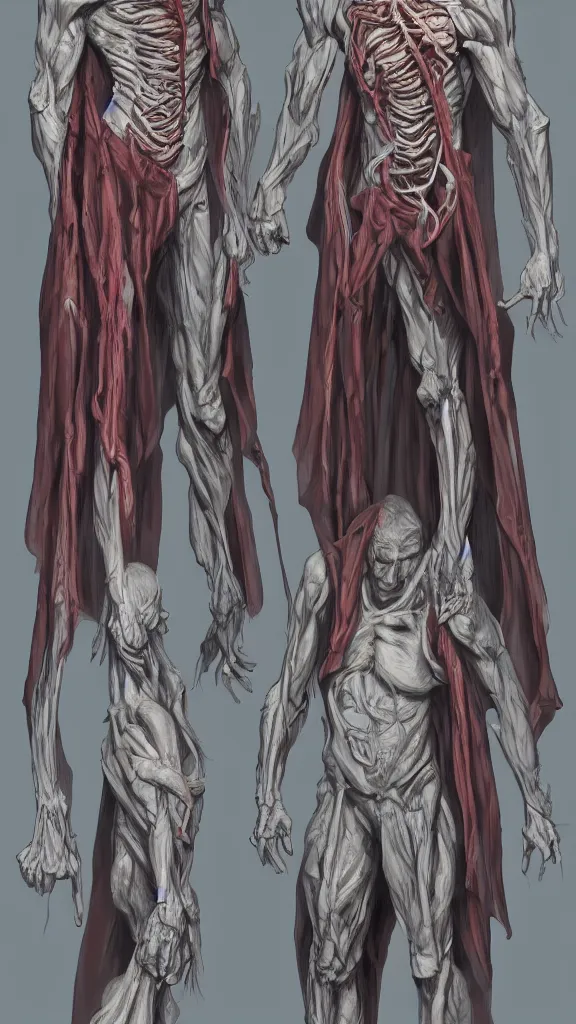 Prompt: plastination wizard, realistic, wearing robes, full body, standing in crypts, artgerm, artstation