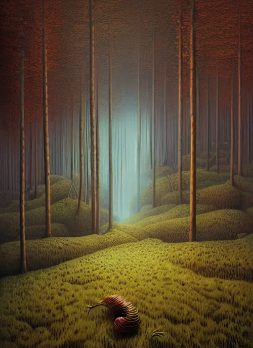 Image similar to hyper detailed 3d render like a Oil painting - the forest of fear by Jacek Yerka, Mariusz Lewandowski, Houdini algorithmic generative render, Abstract brush strokes, Masterpiece, Edward Hopper and James Gilleard, Zdzislaw Beksinski, Mark Ryden, Wolfgang Lettl, hints of Yayoi Kasuma, octane render, 8k