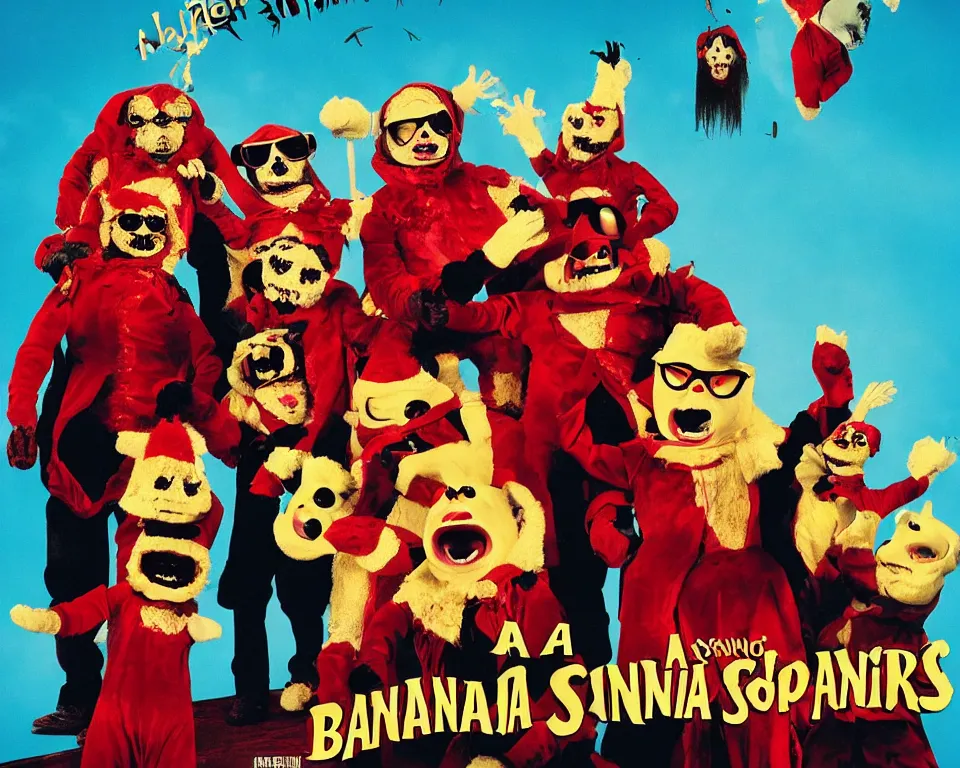 Image similar to a horror movie poster featuring The Banana Splits