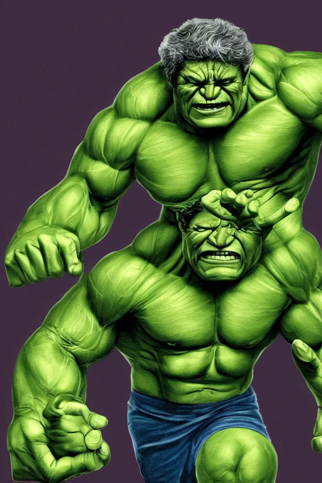 Image similar to a digital painting of president lula as the hulk