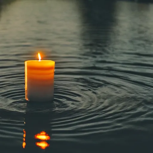 Image similar to Candle floating on the river at twilight