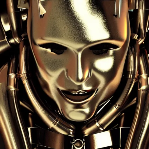 Prompt: a metallic cyborg in ecstasy, climax, photorealistic - n 6