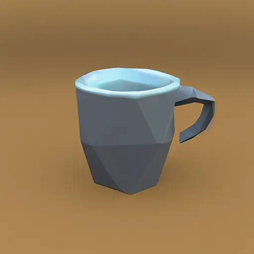 Prompt: a low poly mug