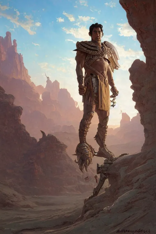 Image similar to John Carter standing in front of Martian ruins by Stanley Artgerm Lau, greg rutkowski, thomas kindkade, alphonse mucha, loish, norman Rockwell