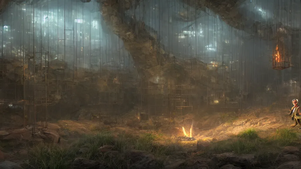 Prompt: Donald Trump behind bars in an elf prison, painting by Jessica Rossier, hyperrealistic, Cryengine 8k UHD