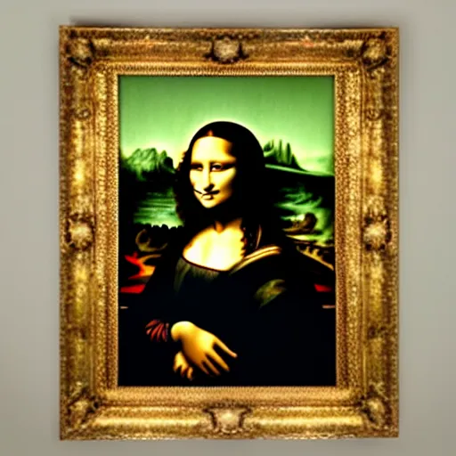 Image similar to Mona Lisa by Banksy hyper real oil painting