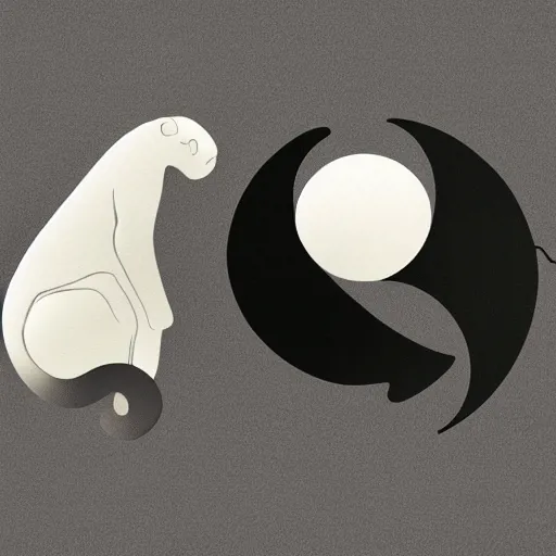 Image similar to monkey and horse, YinYang shaped, super details