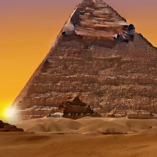 Image similar to the sun god ra looking over the great pyramids of ancient egypt