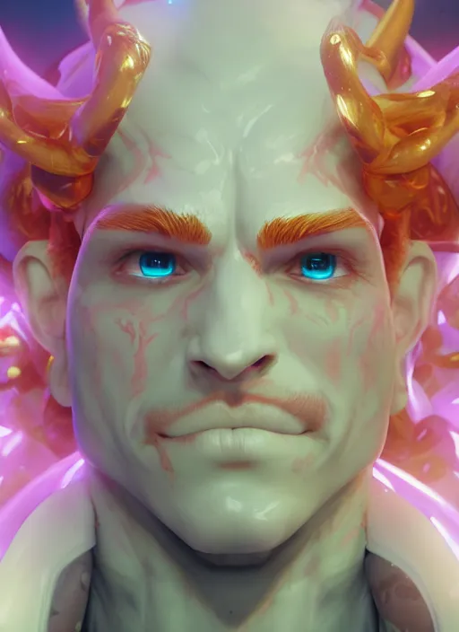 Prompt: glowwave portrait of a curly orange hair angel man with demon horns from overwatch, au naturel, hyper detailed, digital art, trending in artstation, cinematic lighting, studio quality, smooth render, unreal engine 5 rendered, octane rendered, art style by klimt and nixeu and ian sprigger and wlop and krenz cushart riot arcane overwatch