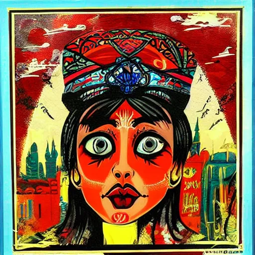 Image similar to transylvanian folk art, in the style of graffiti, made by shepard fairey