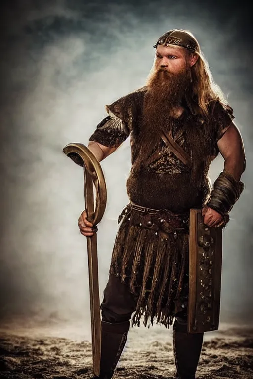 Image similar to old vintage full body photo of ancient viking warrior with full beard on the complex complex steam punk art deco antigravity engine during big viking event, extreme sports photography ,super high speed photography, dynamic photography,symmetrical face, clean face, muscular body, high speed,dirt and grawel in air, lens flares, dust partiles in the air, dramatic lighting, intricate, highly detailed, centered, smooth, sharp focus, sports photography, old photo, black and white, sepia, cinematic lighting, cinematic angle, national geographic
