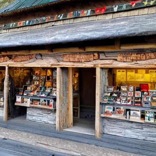 Image similar to a gift shop at the top of a mountain