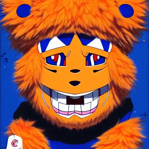 Prompt: suprised anime Portrait of Youppi the Habs Montreal Canadiens Mascot as a very sad and menacing pokemon, highly detailed anime, high evolution, 1993, legendary, smooth, sharp focus, dynamic lighting, intricate, trending on ArtStation, shiny Youppi as suprised pikachu, illustration pokemon, art by WLOP