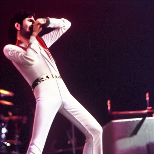 Prompt: Freddie Mercury, performing on the planet mercury, 8k