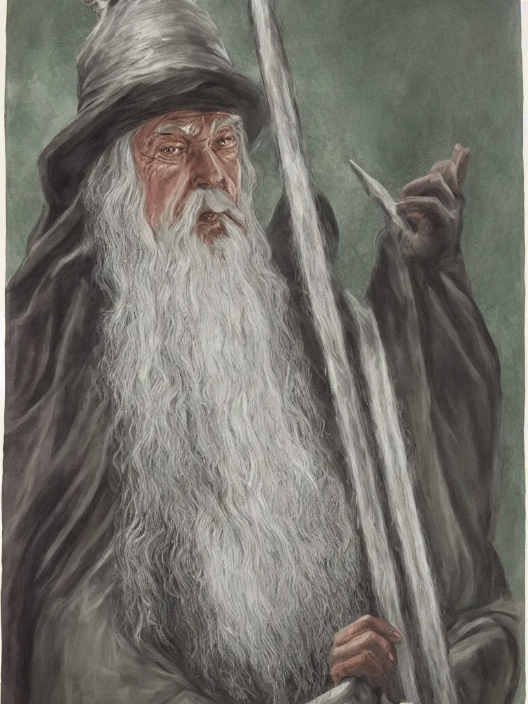 Image similar to gandalf as deity, painting