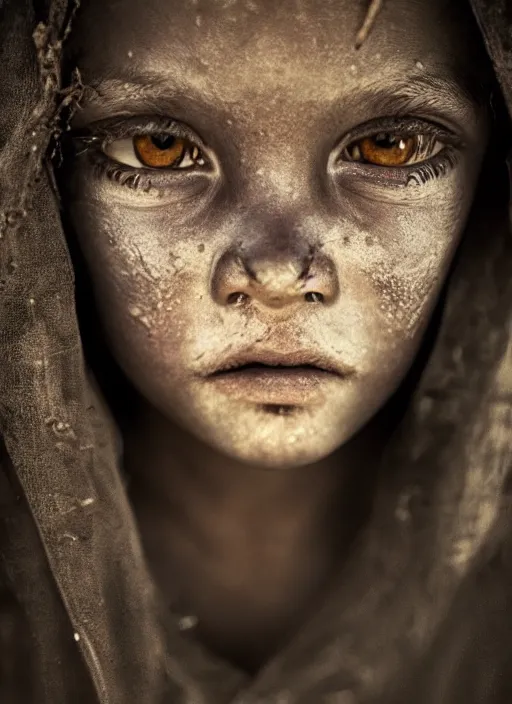 Image similar to closeup portrait of a Black-Eyed Child ghost, depth of field, zeiss lens, detailed, symmetrical, centered, fashion photoshoot, by Annie Leibovitz and Steve McCurry, David Lazar, Jimmy Nelsson, Breathtaking, 8k resolution, extremely detailed, beautiful, establishing shot, artistic, hyperrealistic, beautiful face, octane render