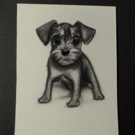 Image similar to milt kahl pencil sketch of happy mini schnauzer