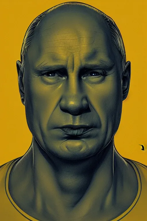 Image similar to vladimir putin as a yellow funny homer simpson, realistic portrait, symmetrical, highly detailed, digital painting, artstation, concept art, smooth, sharp focus, illustration, cinematic lighting, art by artgerm and greg rutkowski and alphonse mucha