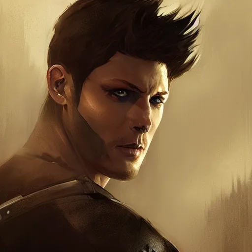 Prompt: a portrait of Jensen Ackles as Nightwing, DC art, art by Greg Rutkowski, matte painting, trending on artstation