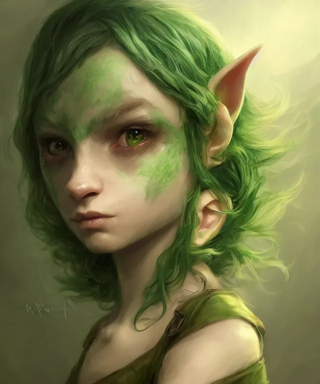 Prompt: cute friendly fantasy goblin wrapped in bandages by charlie bowater and titian and artgerm, intricate, face, forest, elegant, green mist, beautiful, highly detailed, dramatic lighting, sharp focus, trending on artstation, artstationhd, artstationhq, unreal engine, 4 k, 8 k