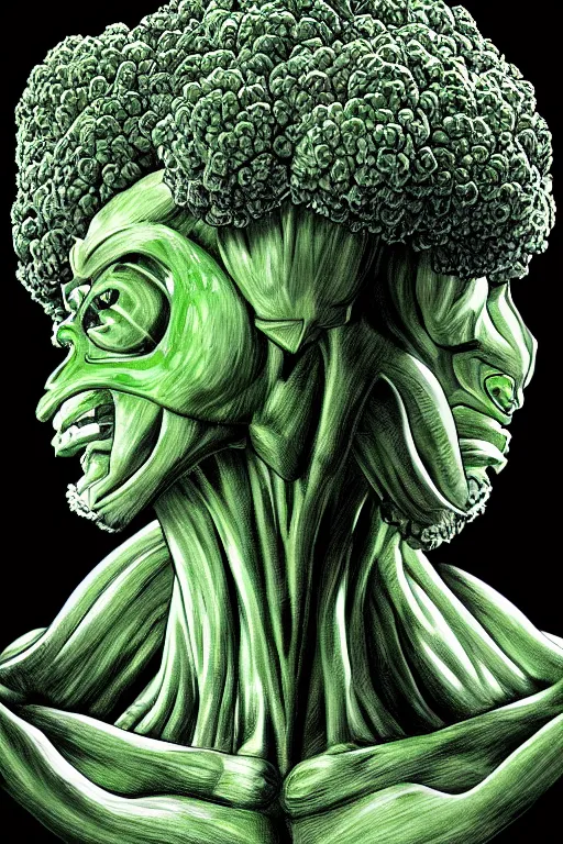 Image similar to ripped broccoli man, full body, human figure, highly detailed, digital art, sharp focus, trending on art station, anime art style