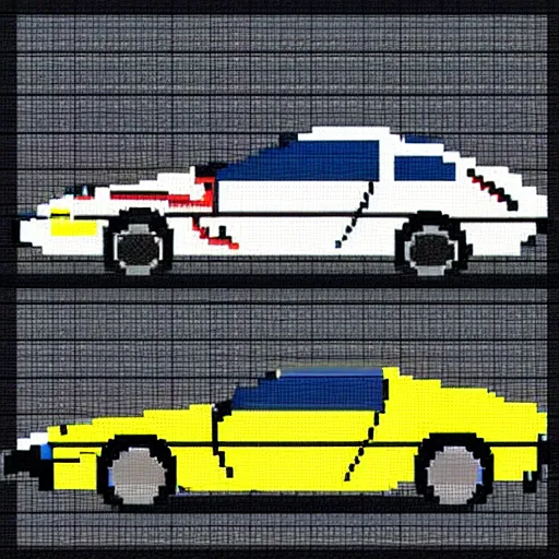 Prompt: pixel art delorean