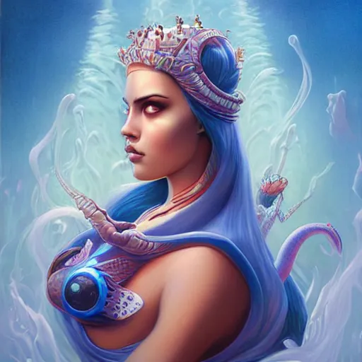 Image similar to underwater queen naga portrait, Pixar style, by Tristan Eaton Stanley Artgerm and Tom Bagshaw.