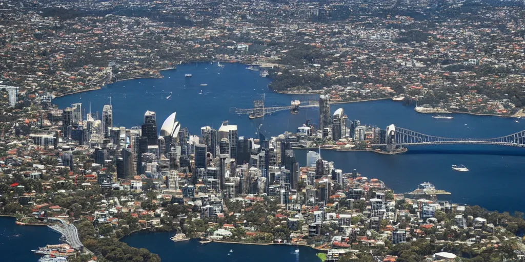 Prompt: A photo of a large spaceship hovering over Sydney in Australia, 4K